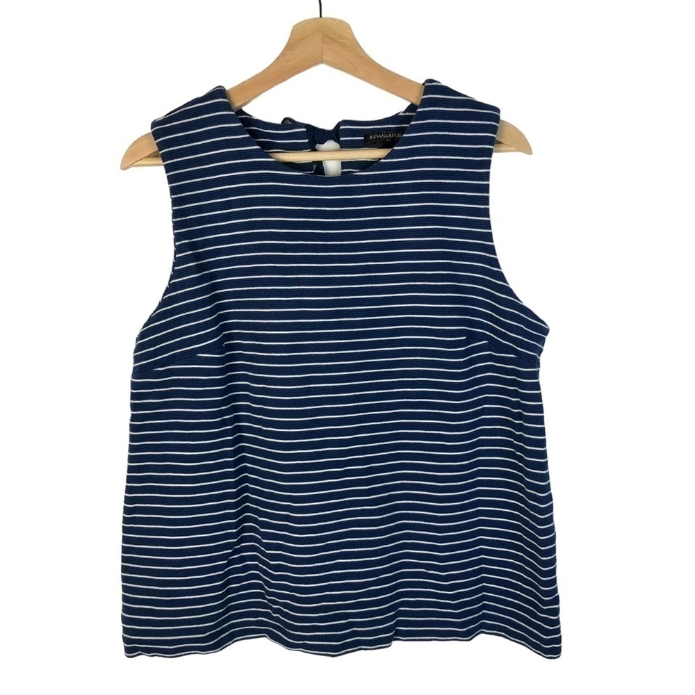 Banana Republic Blue & White Stripe Sleeveless Blouse L